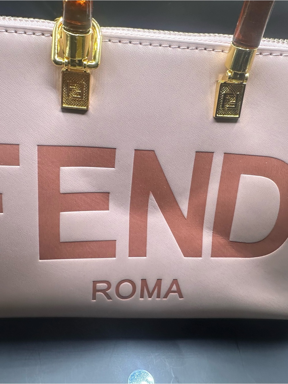 FASHION Pink Leather ROMA Tote with Gold Hardware - Picture 2 of 6